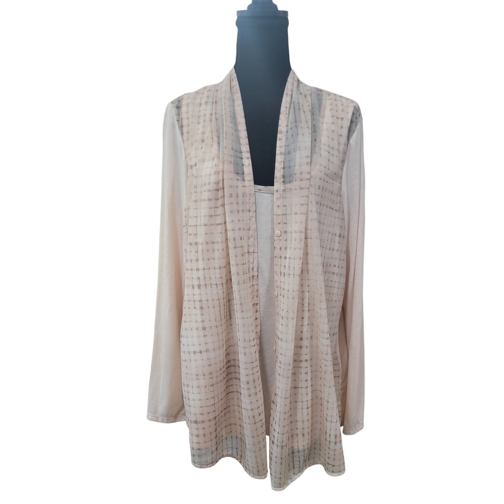 Simply Vera Vera Wang Tan Geometric Cardigan and Tank Top Set Womens XL